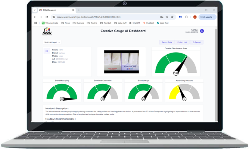 Creative Gauge AI™ A game changer that resets all your expectations for advertising research.